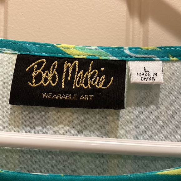 Bob Mackie Wearable Art Women’s Size L Blouse Kaftan Tunic Flowy Chiffon Lined - Picture 2 of 7